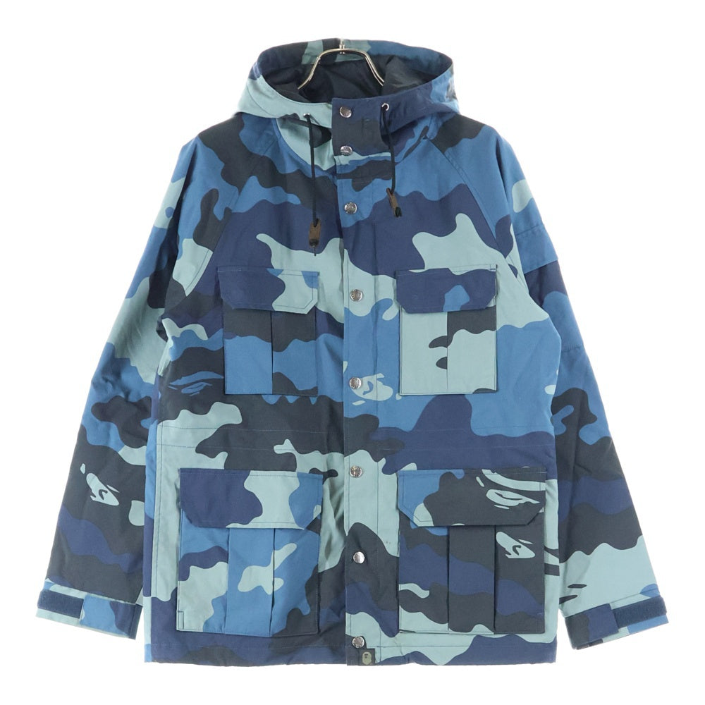 A BATHING APE(アベイシングエイプ) CAMO マウンテンパーカー ジャケット 迷彩 カモ柄 ナイロン 001HJ9601034 ブルー