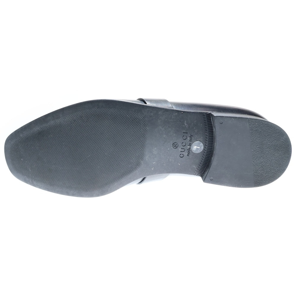 GUCCI(グッチ) Leather GG Loafers GGロゴ インターロッキング ローファー スリッポン ブラック 7/25.0～26.0cm