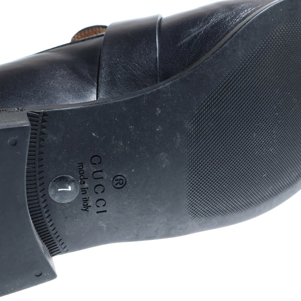 GUCCI(グッチ) Leather GG Loafers GGロゴ インターロッキング ローファー スリッポン ブラック 7/25.0～26.0cm