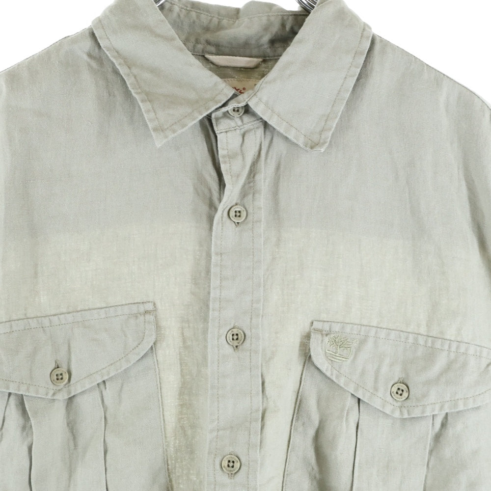 Timberland(ティンバーランド) 刺繍ロゴ コットン ポケット半袖シャツ カーキ