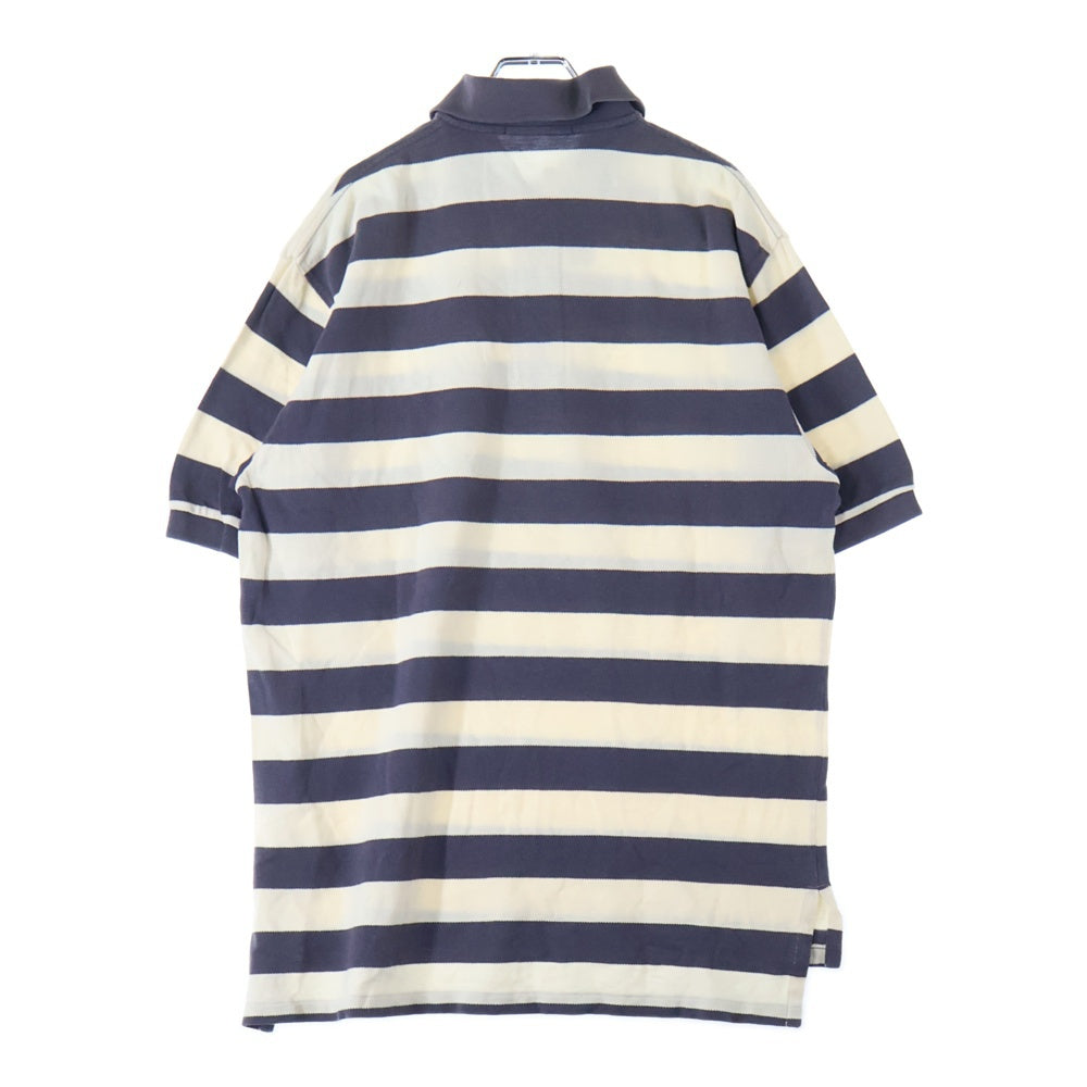 POLO RALPH LAUREN(ポロラルフローレン) 刺繍ロゴ コットン ボーダーポロシャツ 半袖シャツ ホワイト/グレー