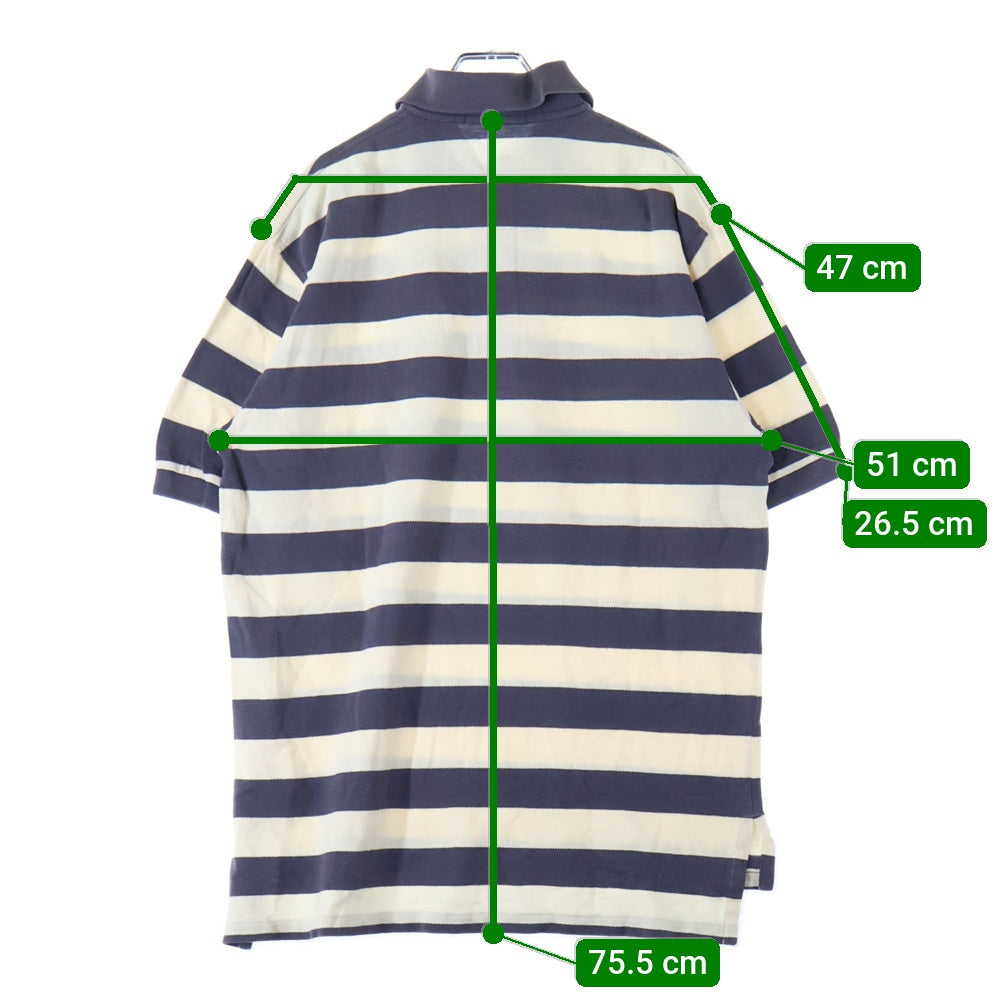 POLO RALPH LAUREN(ポロラルフローレン) 刺繍ロゴ コットン ボーダーポロシャツ 半袖シャツ ホワイト/グレー