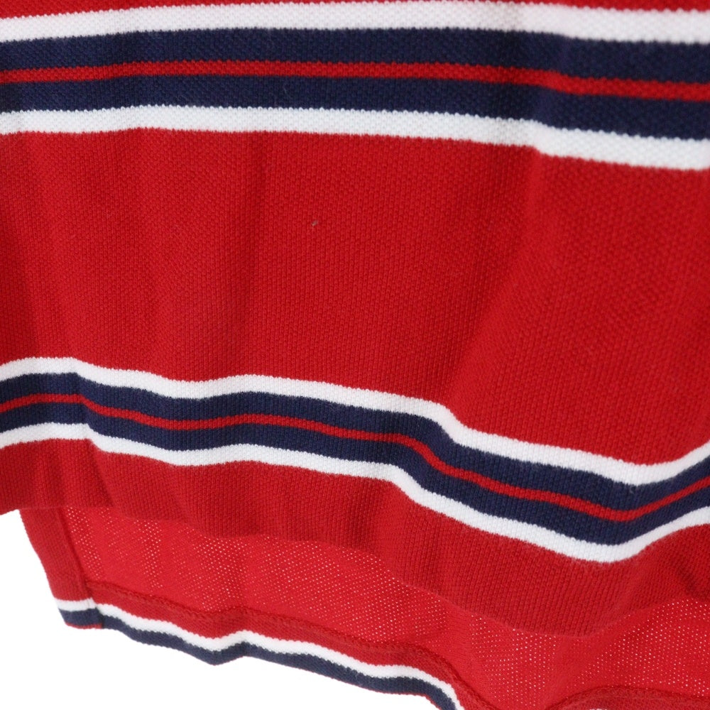 POLO RALPH LAUREN(ポロラルフローレン) 刺繍ロゴ コットン ボーダーポロシャツ 半袖シャツ レッド