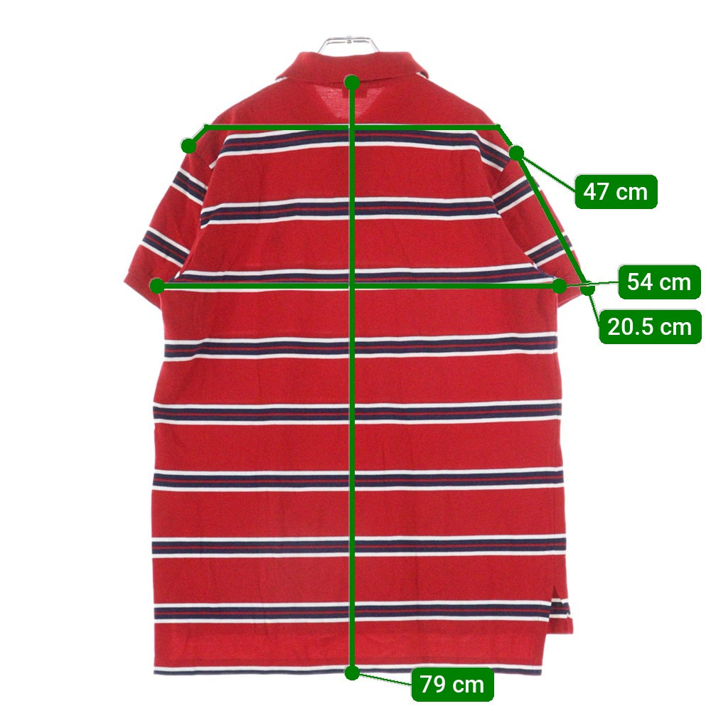 POLO RALPH LAUREN(ポロラルフローレン) 刺繍ロゴ コットン ボーダーポロシャツ 半袖シャツ レッド