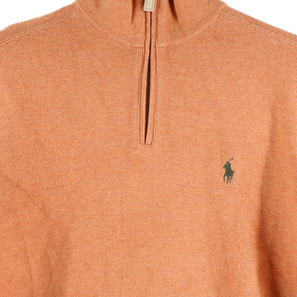 POLO RALPH LAUREN(ポロラルフローレン) 刺繍ロゴ コットン ハージジップスウェット トレーナー オレンジ KK-RL-YW-0514