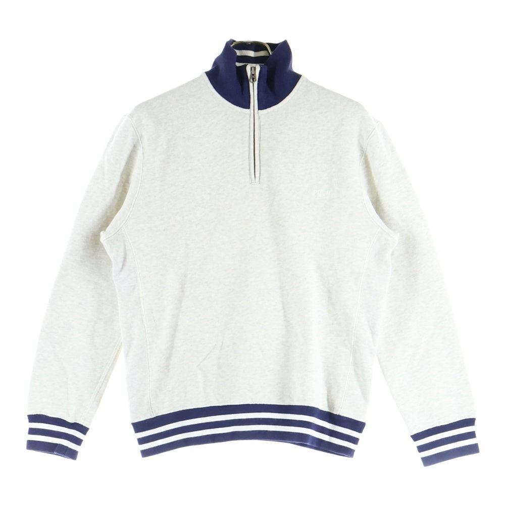 POLO RALPH LAUREN(ポロラルフローレン) 刺繍ロゴ コットン ハージジップスウェット トレーナー グレー/ネイビー KK-RL-HW-0556