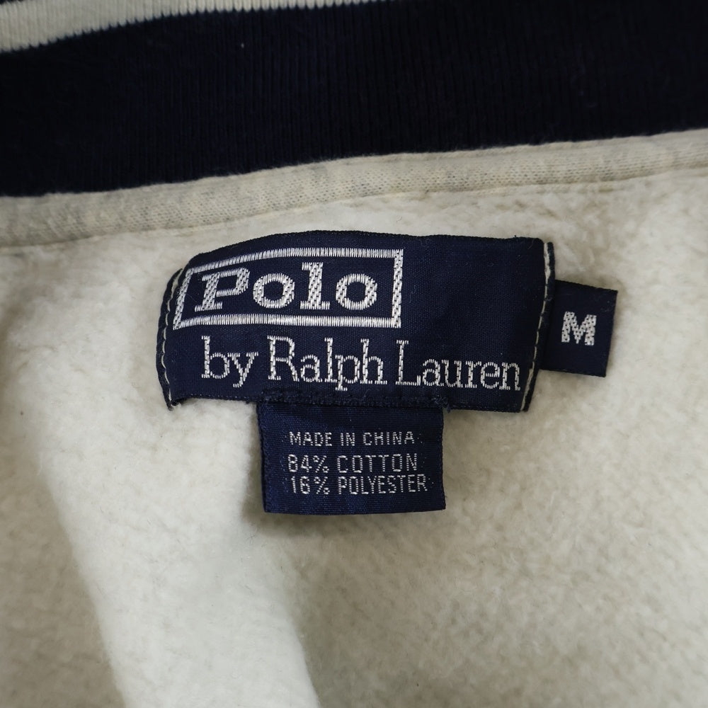 POLO RALPH LAUREN(ポロラルフローレン) 刺繍ロゴ コットン ハージジップスウェット トレーナー グレー/ネイビー KK-RL-HW-0556