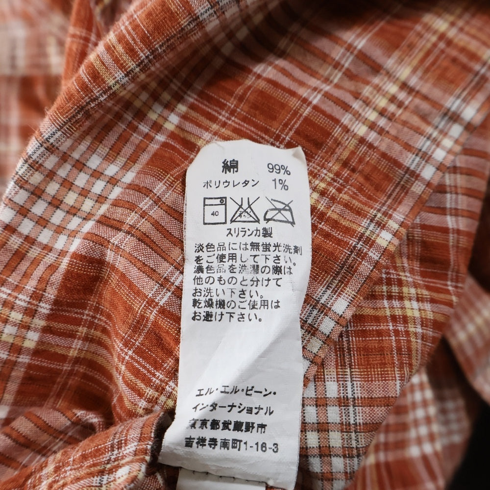 L.L.Bean(エルエルビーン) コットン チェック ポケット半袖シャツ オレンジ 281321