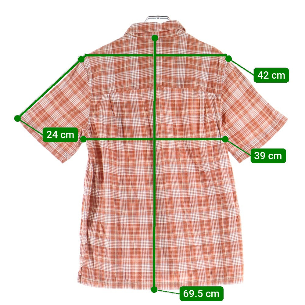 L.L.Bean(エルエルビーン) コットン チェック ポケット半袖シャツ オレンジ 281321