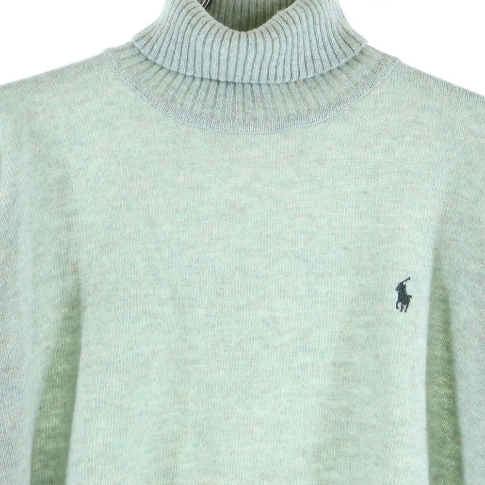 POLO RALPH LAUREN(ポロラルフローレン) 刺繍ロゴ コットン タートルネック ニット セーター グリーン