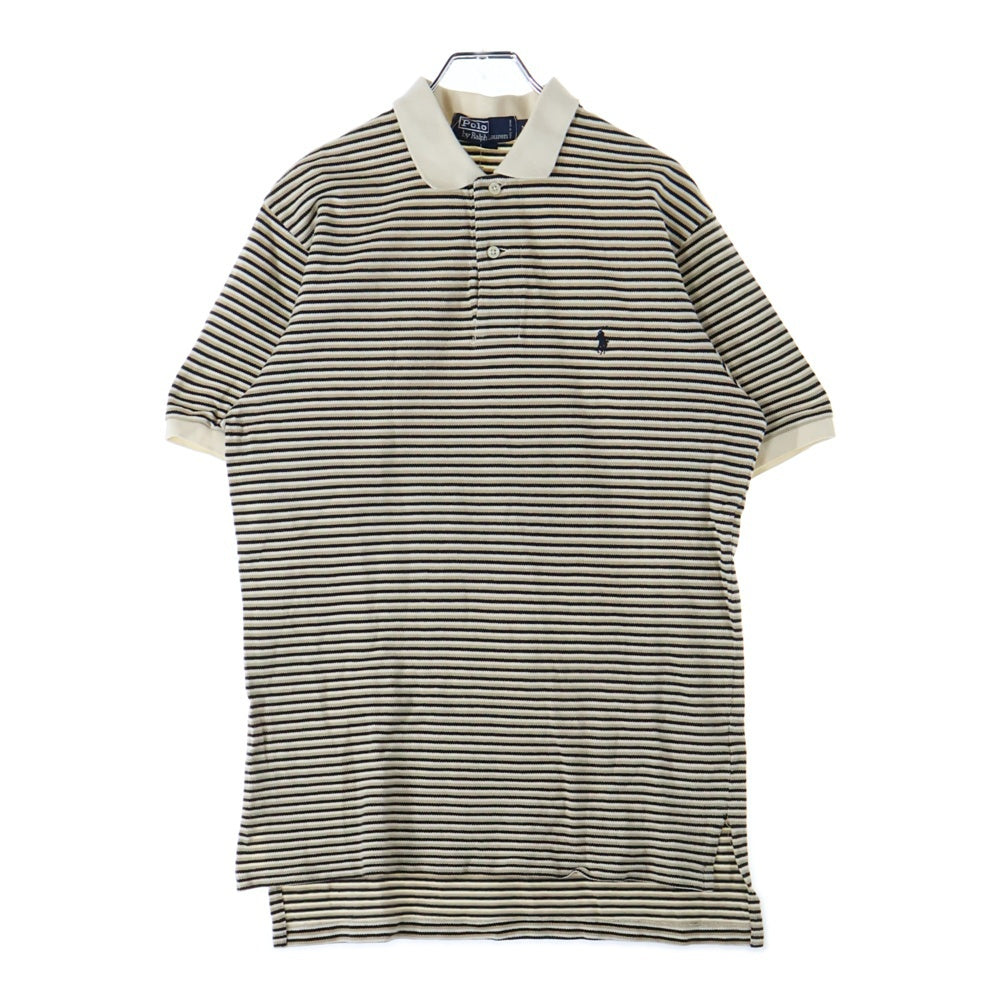 POLO RALPH LAUREN(ポロラルフローレン) 刺繍ロゴ コットン ボーダーポロシャツ 半袖シャツ ベージュ/ブラック