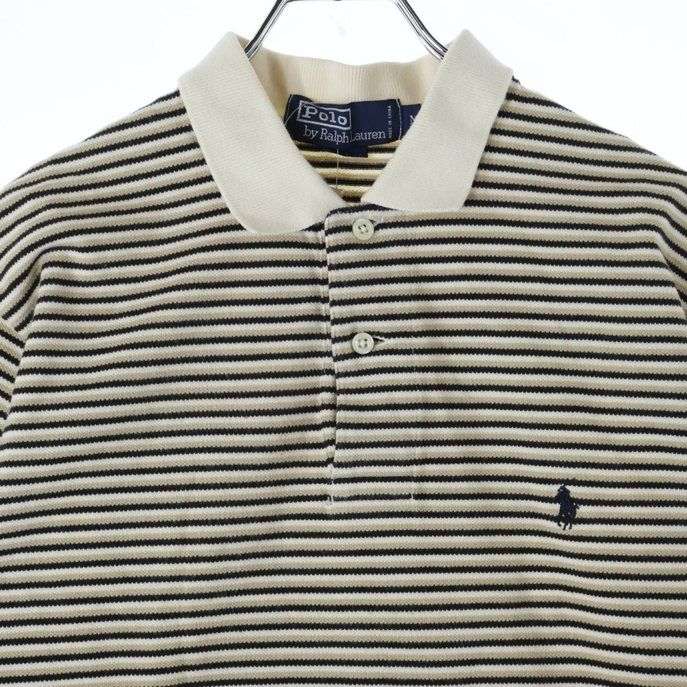 POLO RALPH LAUREN(ポロラルフローレン) 刺繍ロゴ コットン ボーダーポロシャツ 半袖シャツ ベージュ/ブラック