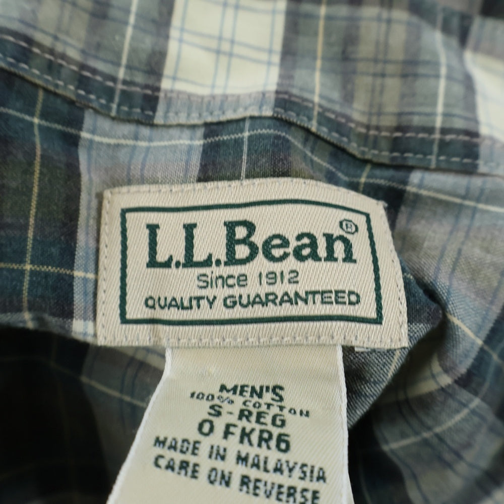 L.L.Bean(エルエルビーン) コットン チェック ポケット長袖シャツ グリーン