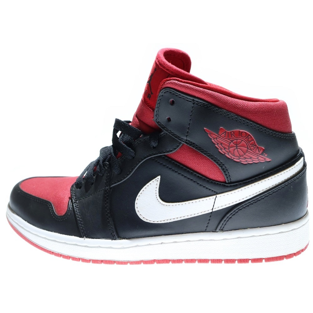 NIKE(ナイキ) AIR JORDAN 1 MID BLACK GYM RED WHITE 554724-020 ナイキ エアジョーダン1 ミッドカットスニーカー ブラック/レッド/ホワイト US10/28cm