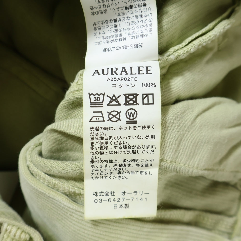 AURALEE(オーラリー) PIGMENT DYED FINX CORDUROY WIDE 5P PANTS A25AP02FC ワイド 5ポケット コーデュロイパンツ グリーン