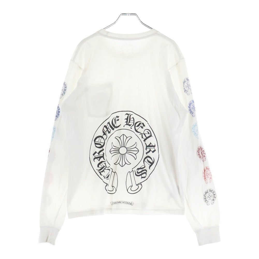 CHROME HEARTS(クロムハーツ) MULTI COLOR HORSESHOE L/S TEE マルチカラー ホースシュー プリント ロングスリーブ 長袖Tシャツ カットソー ホワイト