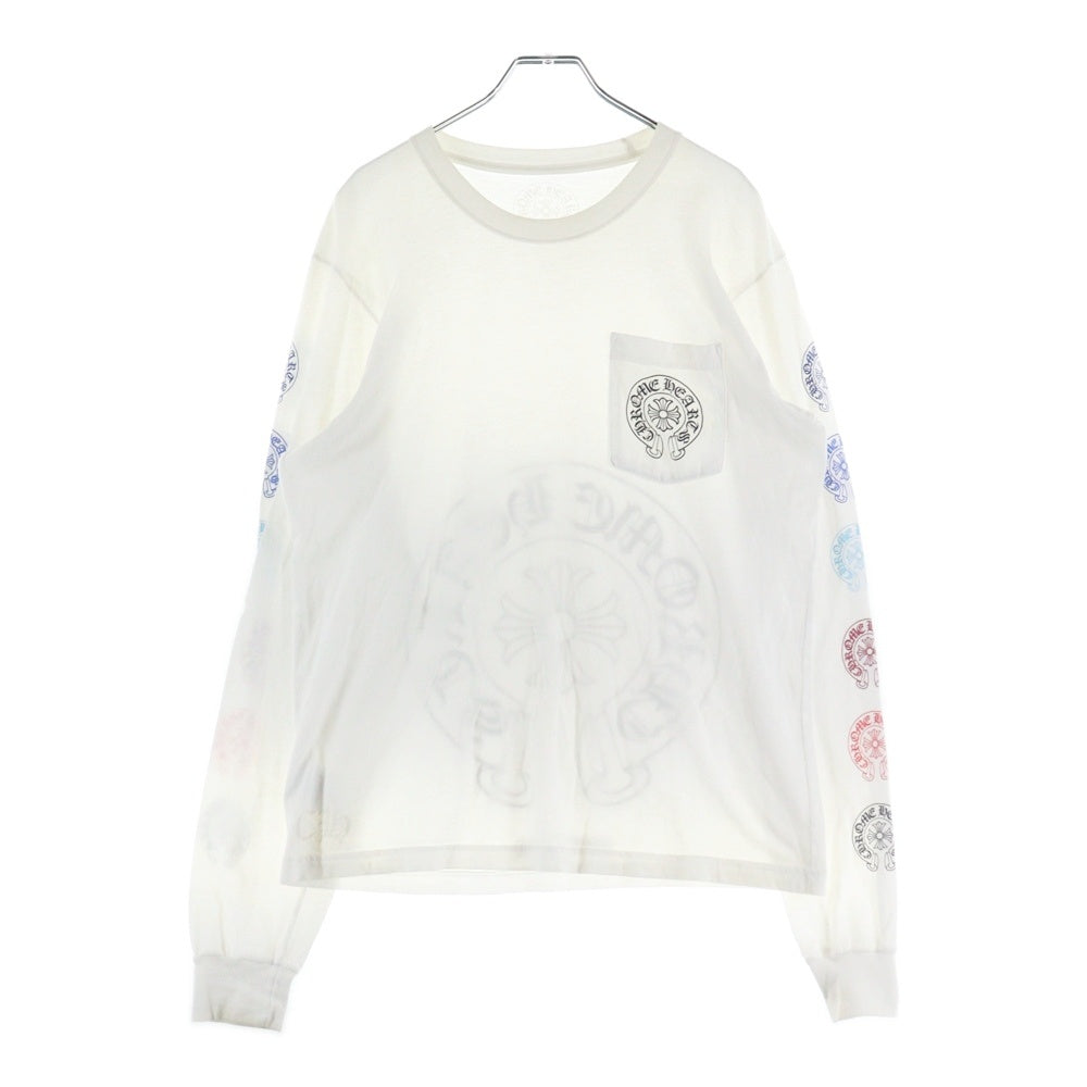 CHROME HEARTS(クロムハーツ) MULTI COLOR HORSESHOE L/S TEE マルチカラー ホースシュー プリント ロングスリーブ 長袖Tシャツ カットソー ホワイト