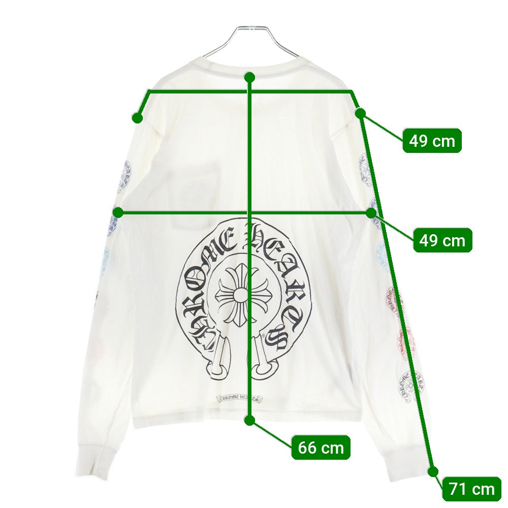CHROME HEARTS(クロムハーツ) MULTI COLOR HORSESHOE L/S TEE マルチカラー ホースシュー プリント ロングスリーブ 長袖Tシャツ カットソー ホワイト