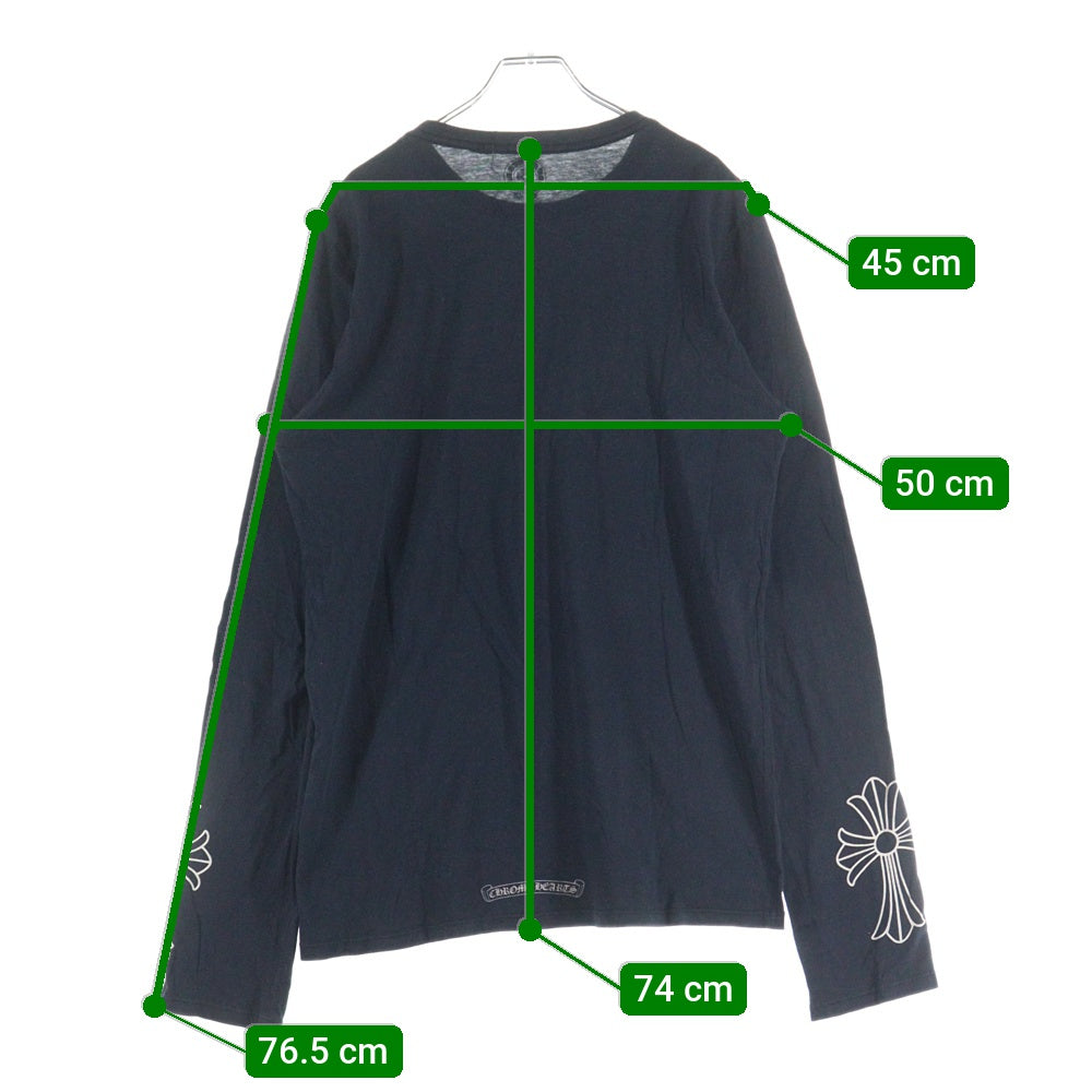 CHROME HEARTS(クロムハーツ) 袖CHクロスプリント 長袖Tシャツ カットソー ブラック