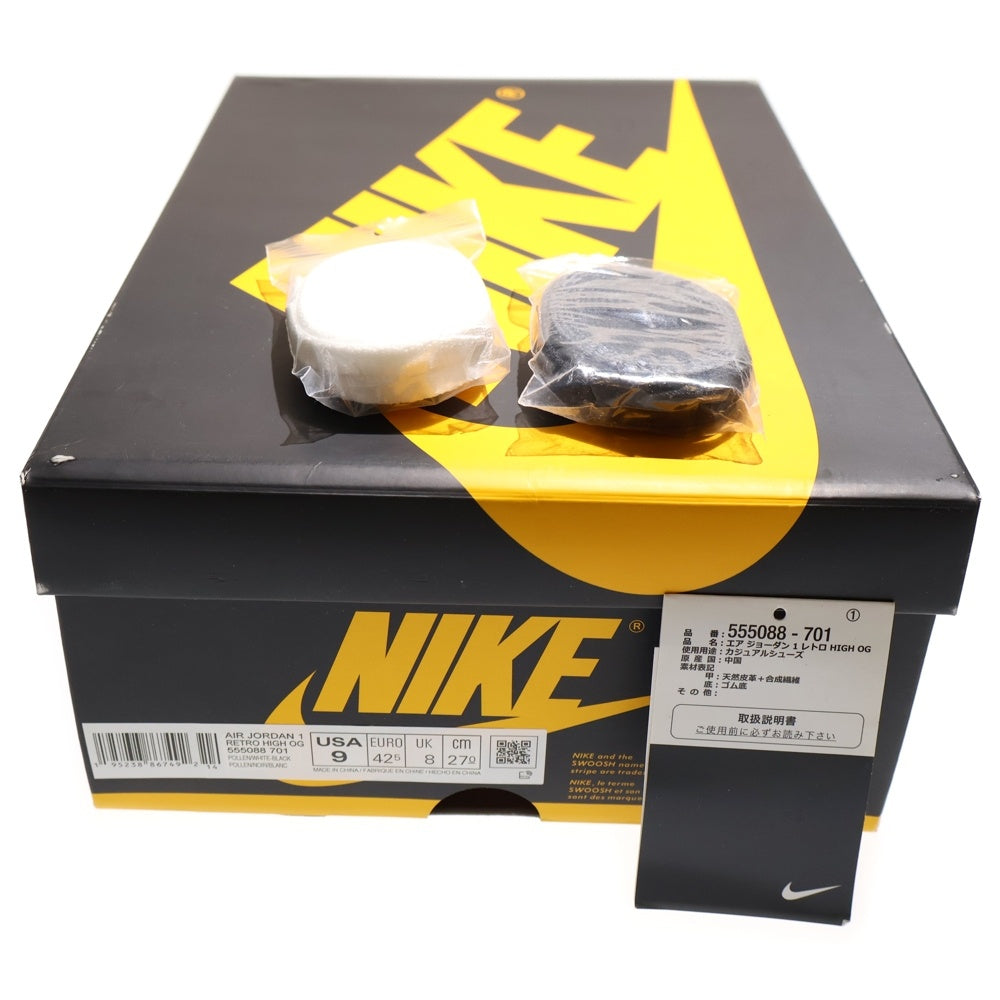 NIKE(ナイキ) AIR JORDAN1 RETRO HIGH OG POLLEN 555088-701 エアジョーダン 1 レトロ パラン ハイカットスニーカー ブラック/イエロー US9/27cm