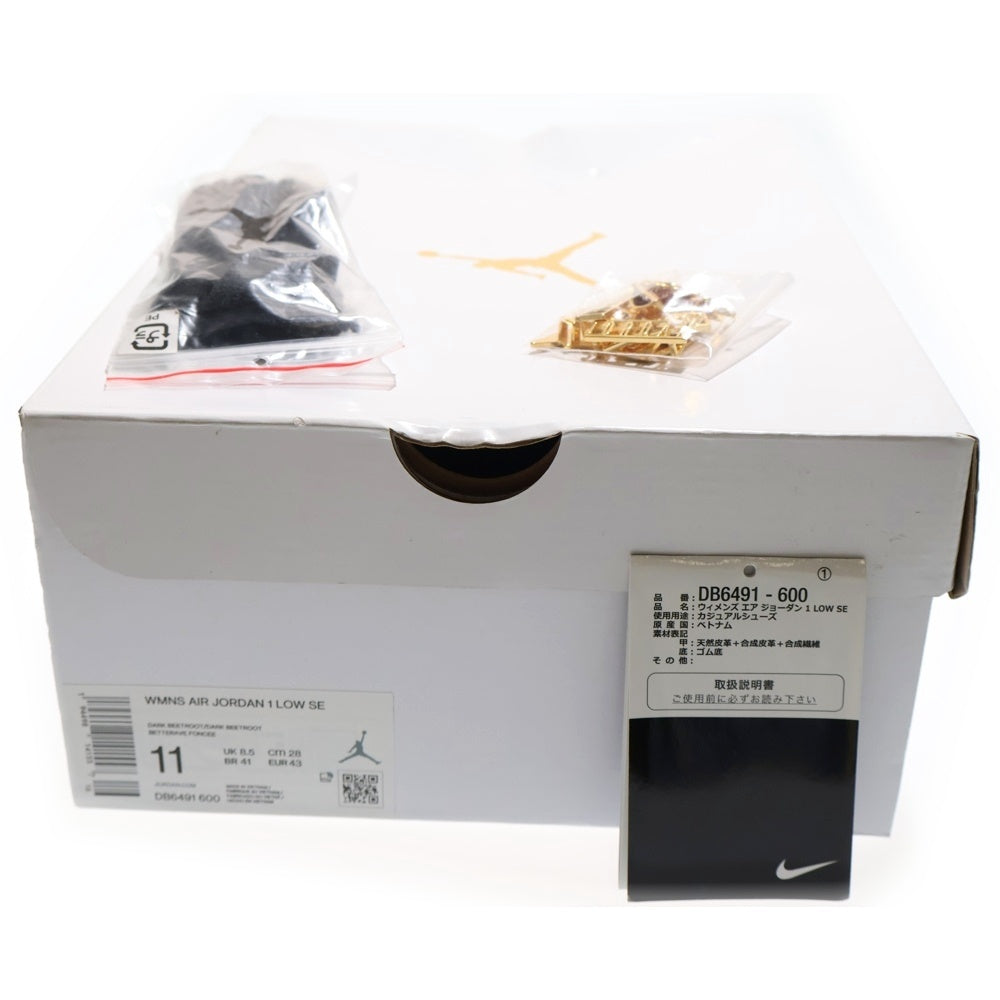 NIKE(ナイキ) WMNS AIR JORDAN 1 LOW DARK BEETROOT DB6491-600 ウィメンズ エアジョーダン1 ローカットスニーカー ブラック/レッド US11/28cm レディース