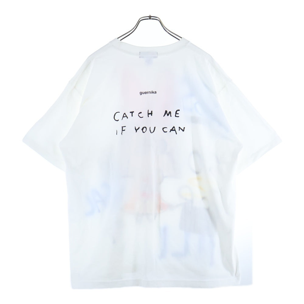 GUERNIKA(ゲルニカ) ペイント クルーネック コットン 半袖Tシャツ カットソー ホワイト