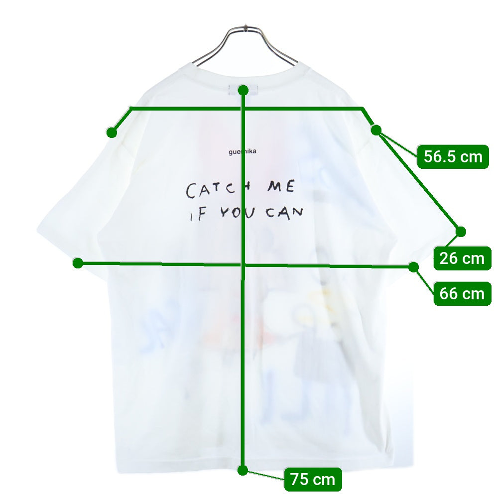 GUERNIKA(ゲルニカ) ペイント クルーネック コットン 半袖Tシャツ カットソー ホワイト