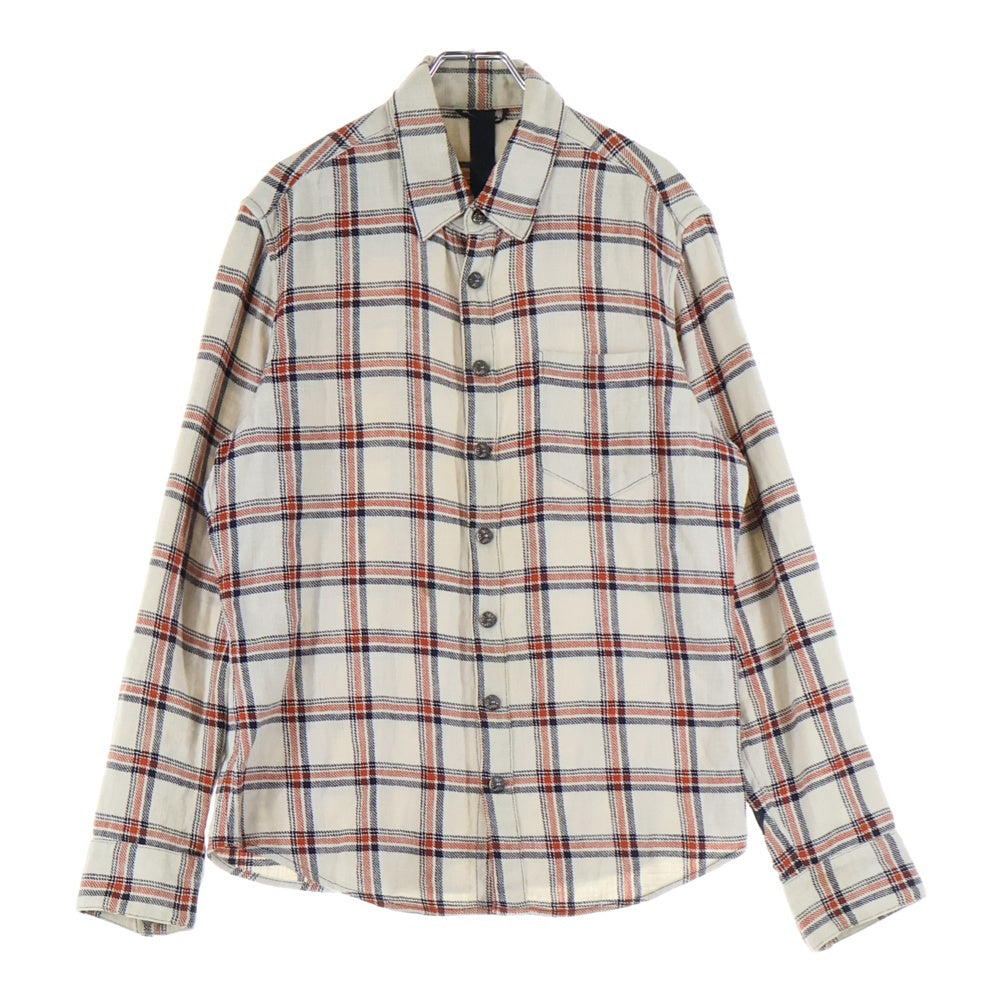 CHROME HEARTS(クロムハーツ) LOOSEENDS LS ルーズエンド 袖クロスパッチ クロスボールボタン チェック柄 長袖シャツ ベージュ