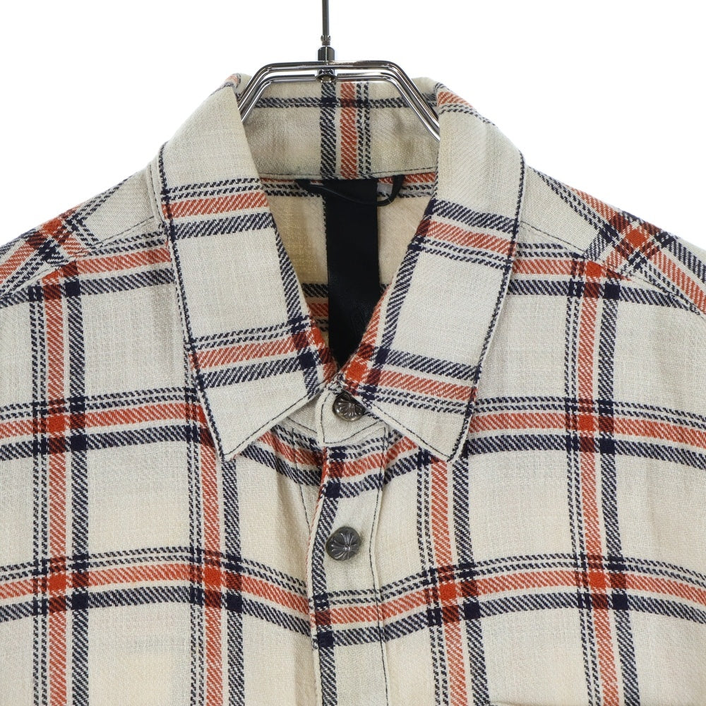 CHROME HEARTS(クロムハーツ) LOOSEENDS LS ルーズエンド 袖クロスパッチ クロスボールボタン チェック柄 長袖シャツ ベージュ