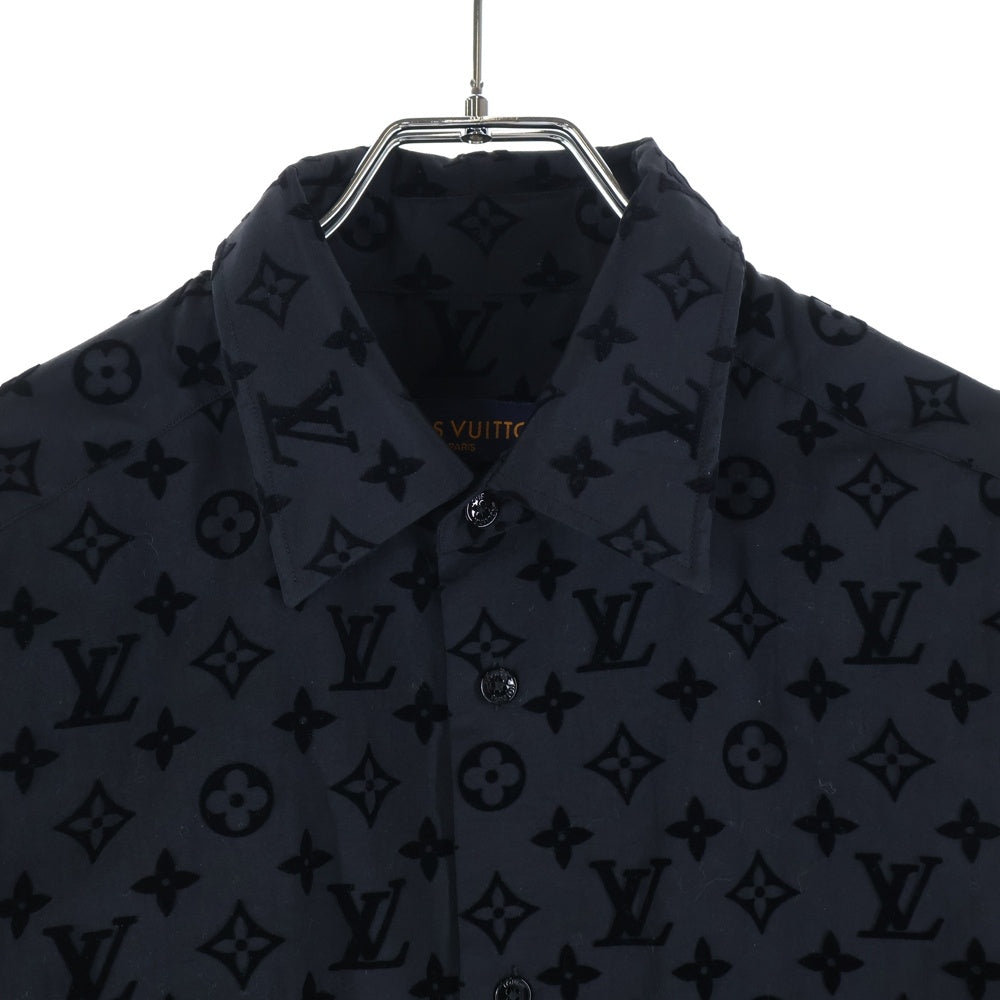 LOUIS VUITTON(ルイヴィトン) 21AW モノグラム フロック フロッキー 長袖シャツ ブラック RM212 FL3 HLS90W