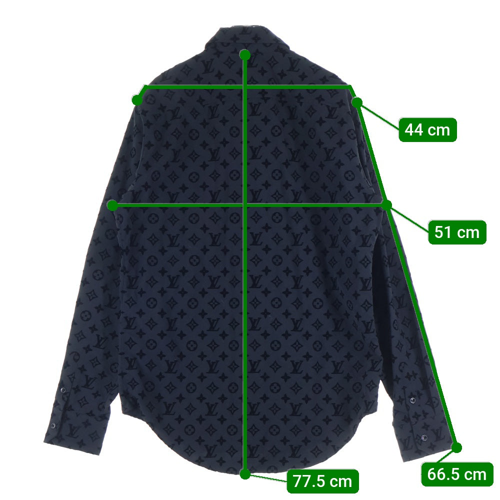 LOUIS VUITTON(ルイヴィトン) 21AW モノグラム フロック フロッキー 長袖シャツ ブラック RM212 FL3 HLS90W