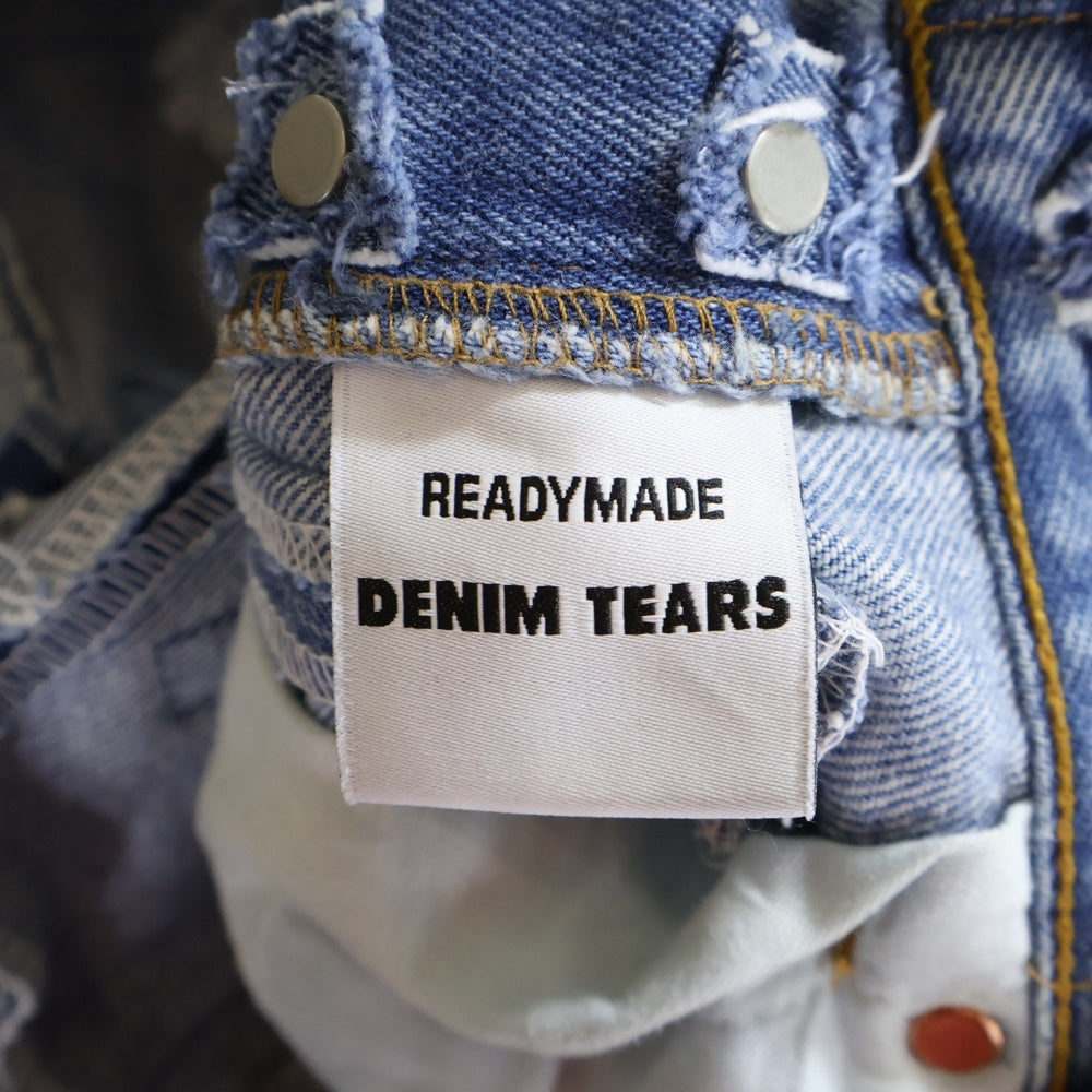 READY MADE(レディメイド) × DENIM TEARS COTTON WREATH DENIM デニムティアーズ 再構築 カットオフデニムパンツ インディゴ RE-DT-BL-00-00-13