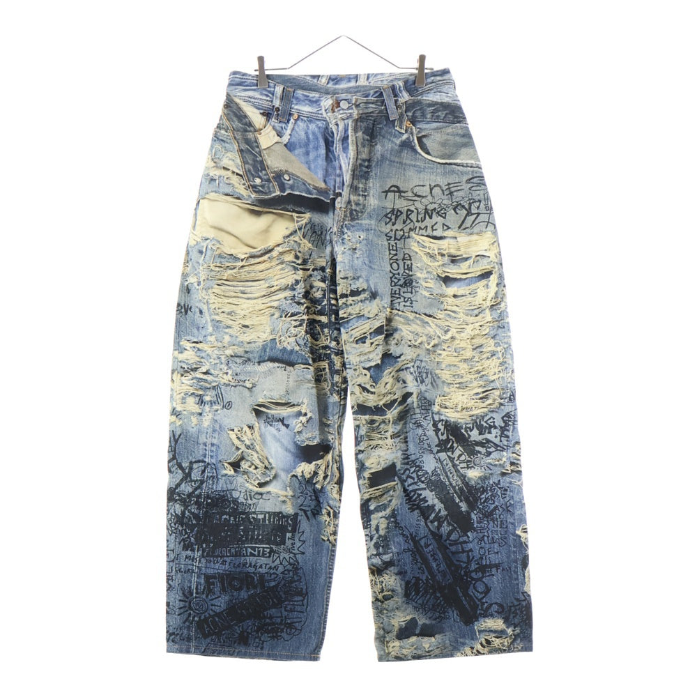 Acne Studios(アクネ ストゥディオズ) 2023 総柄プリントスーパーバギーフィットジーンズ デニムパンツ インディゴ FN-MN-TROU001097