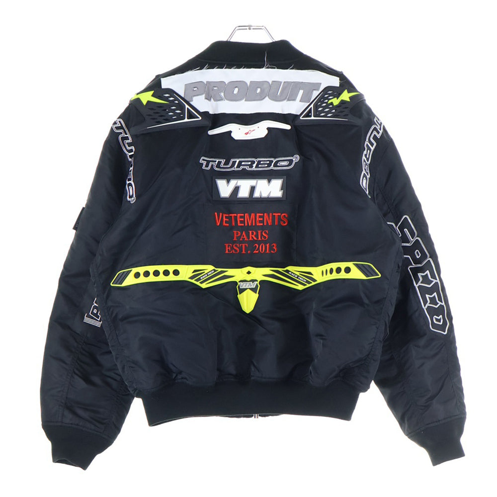 VETEMENTS(ヴェトモン) ALPHA GURAM RACING BOMBER アルファ ジップアップ レーシングジャケット ブラック SS20JA255