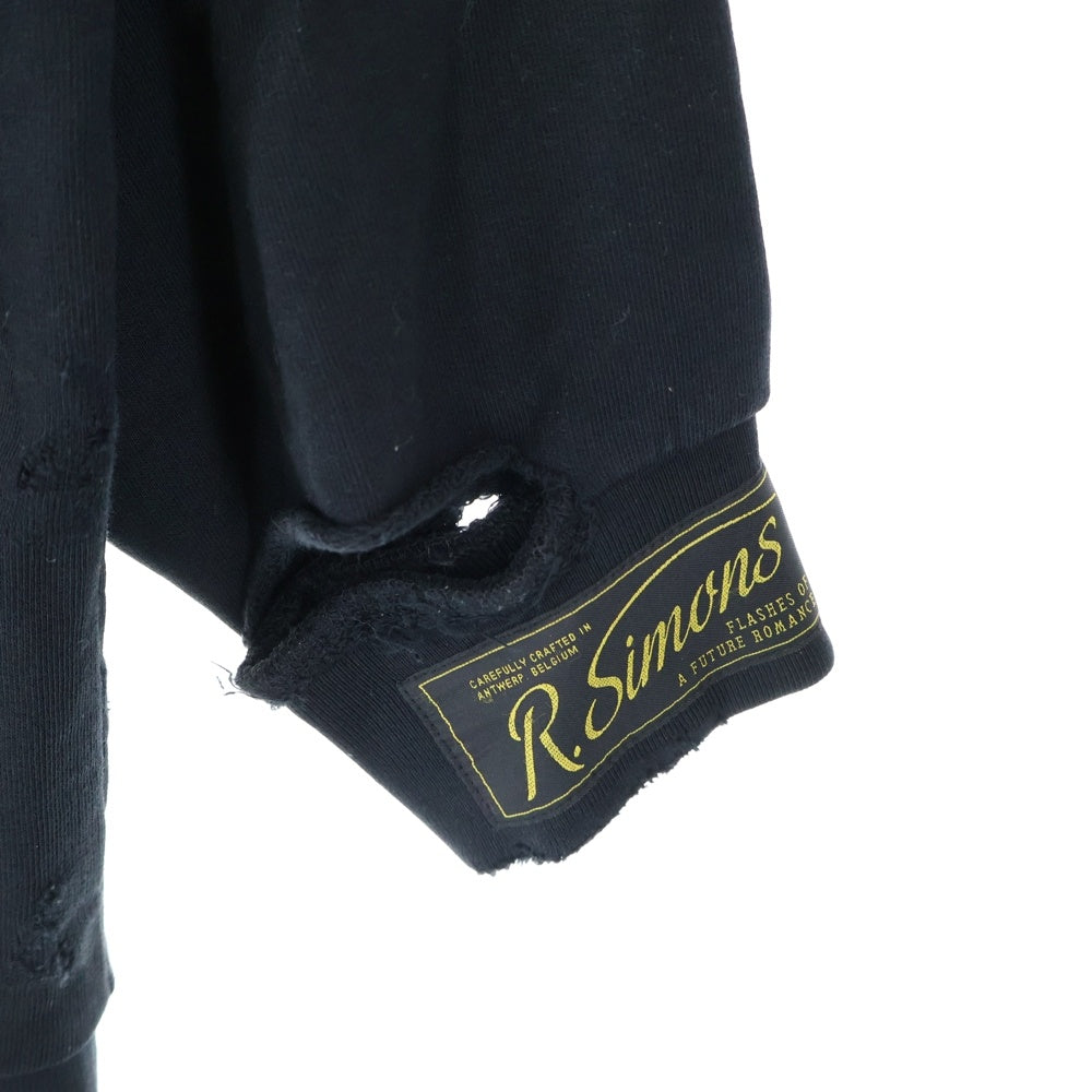 RAF SIMONS(ラフシモンズ) 22SS DESTROYED CREWNECK デストロイ クルーネックスウェットトレーナー ブラック 221-M168 19003-0099