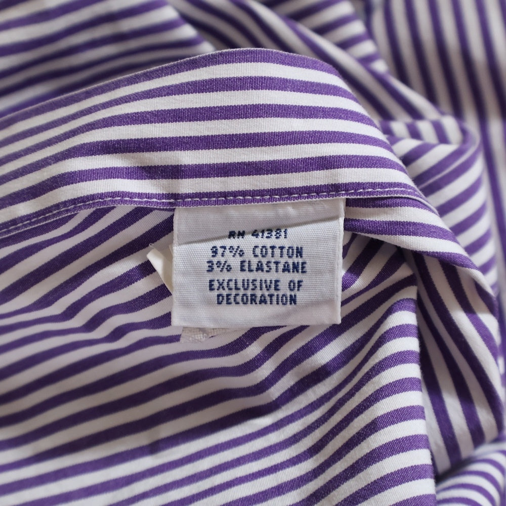 POLO RALPH LAUREN(ポロラルフローレン) ロゴ刺繍 ストライプ コットン長袖シャツ パープル