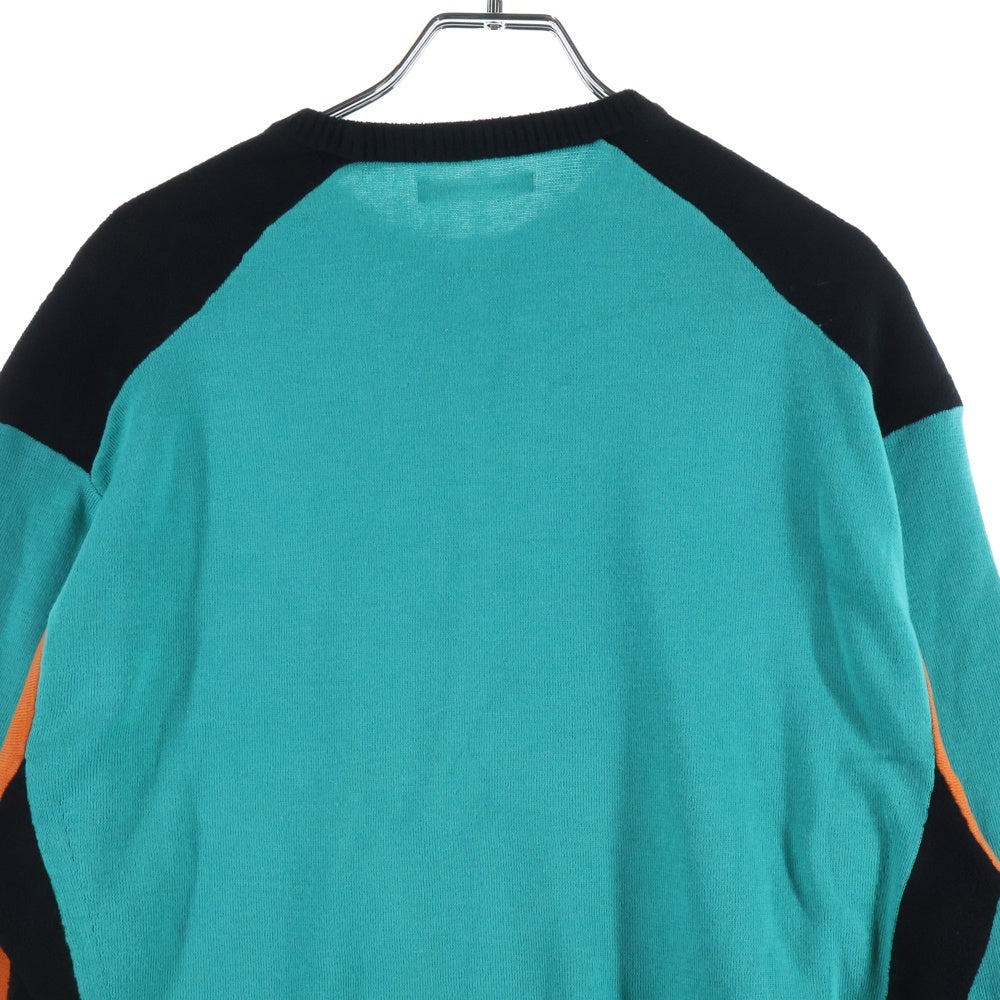 NO BRAND(ノーブランド) AKANE UTSUNOMIYA アカネ ウツノミヤ パッチワーク スリットニット セーター グリーン/オレンジ レディース SAH-FK07-1003