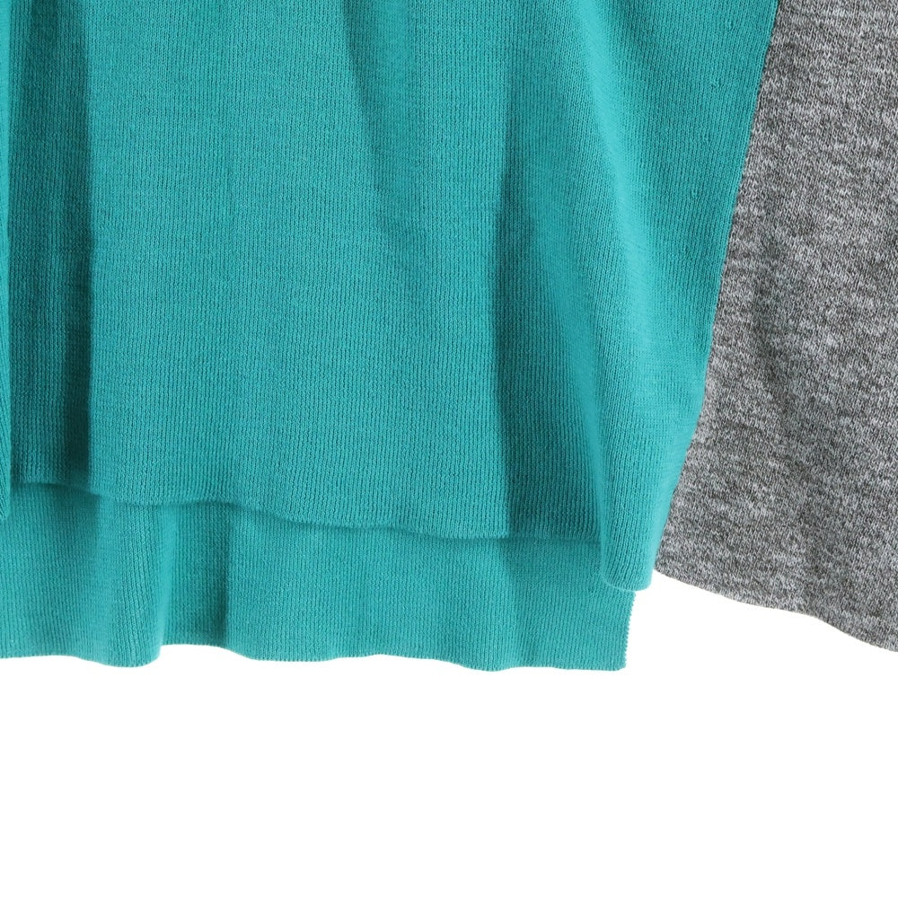 NO BRAND(ノーブランド) AKANE UTSUNOMIYA アカネ ウツノミヤ パッチワーク スリットニット セーター グリーン/オレンジ レディース SAH-FK07-1003