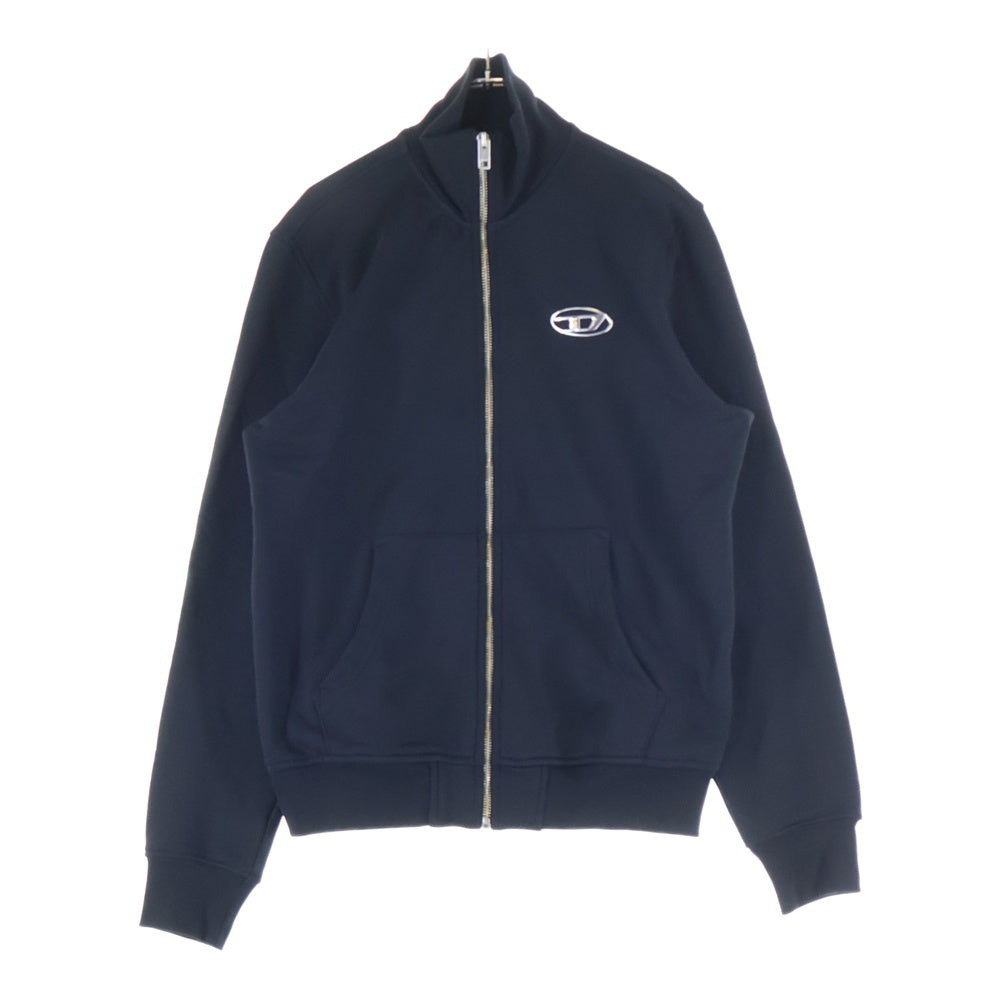 DIESEL(ディーゼル) S-GINNI-ZIP-OD ジップアップ パーカー コットン スウェット メタルDロゴ ハイネック ブラック A11439