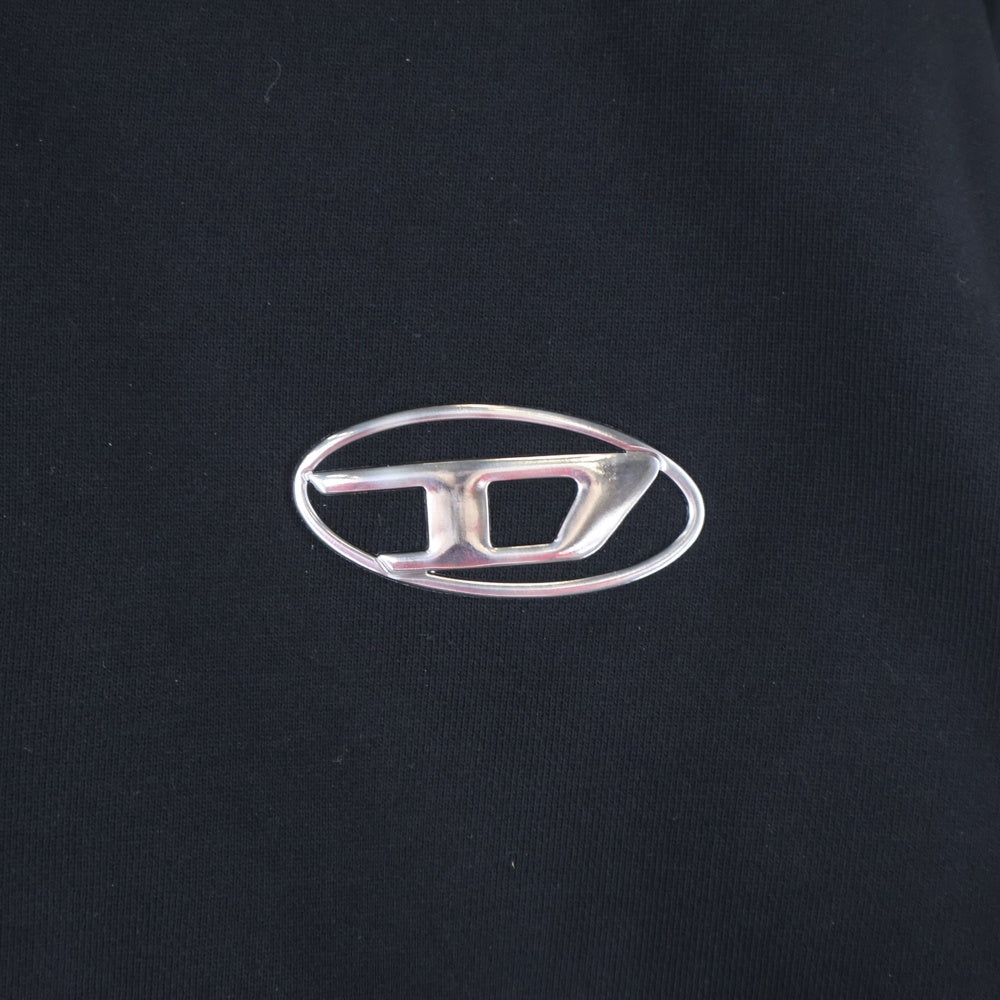 DIESEL(ディーゼル) S-GINNI-ZIP-OD ジップアップ パーカー コットン スウェット メタルDロゴ ハイネック ブラック A11439