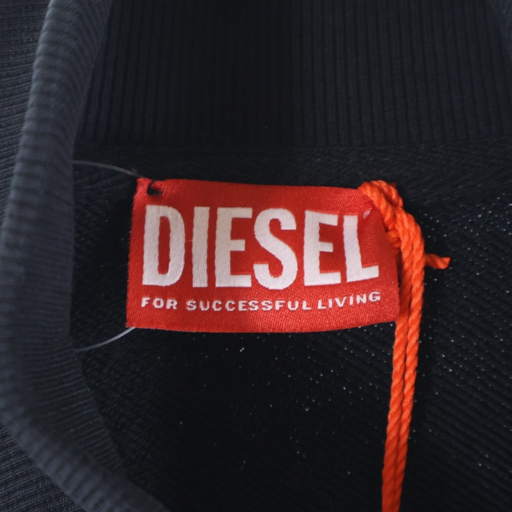DIESEL(ディーゼル) S-GINNI-ZIP-OD ジップアップ パーカー コットン スウェット メタルDロゴ ハイネック ブラック A11439