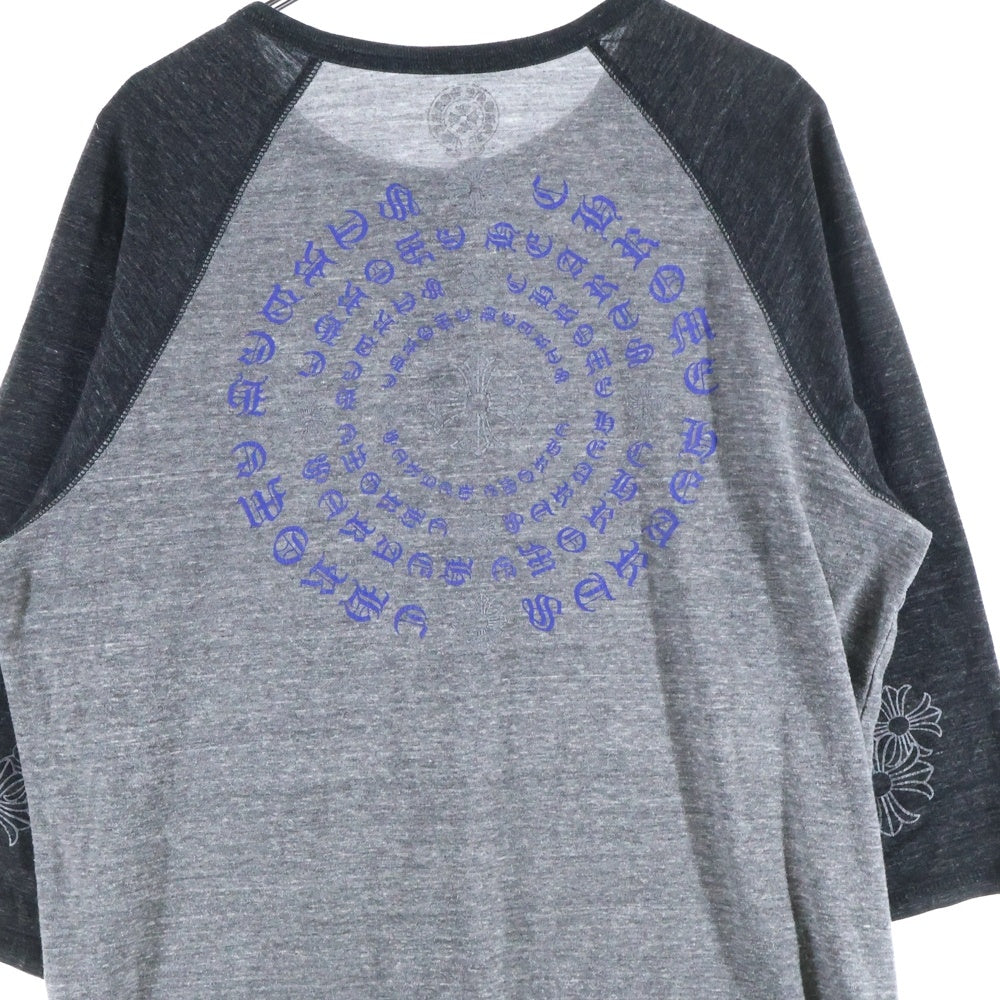 CHROME HEARTS(クロムハーツ) Circle Logo Henry Neck L/S サークルロゴ 七分袖Tシャツ カットソー グレー