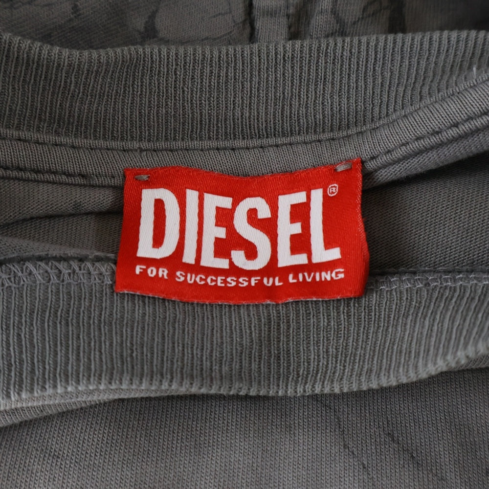 DIESEL(ディーゼル) T-NORM-T8 胸ロゴ刺繍 半袖Tシャツ カットソー グレー A18486 0PLBU