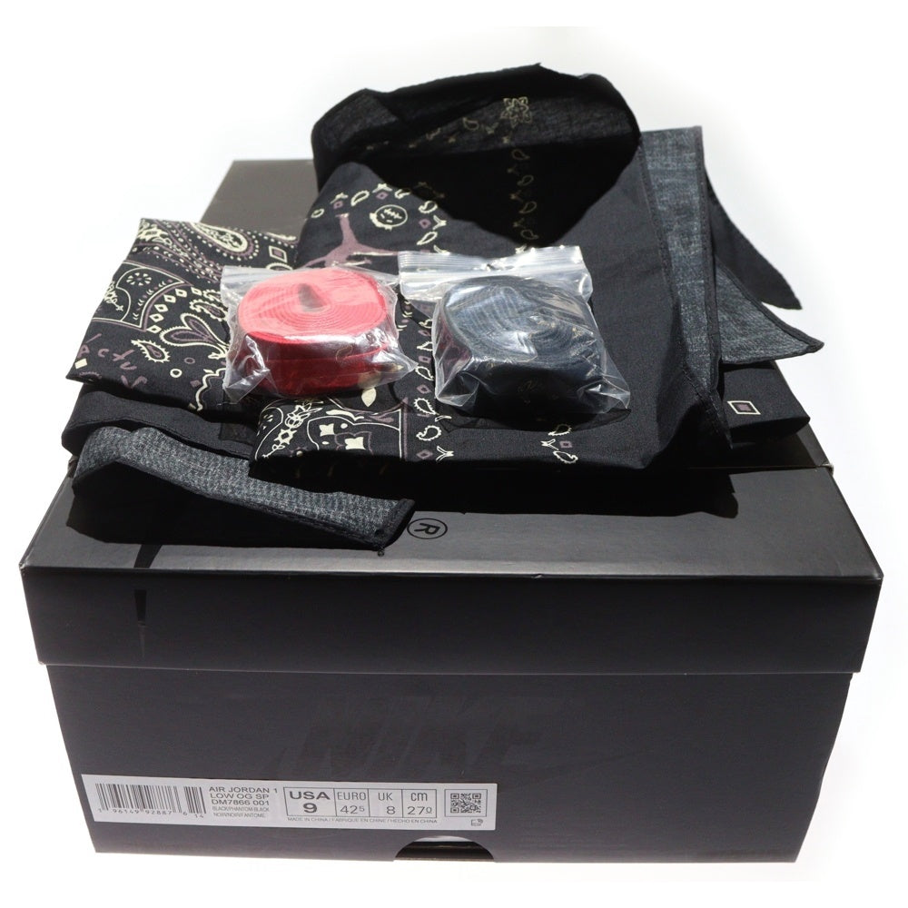 NIKE(ナイキ) ×TRAVIS SCOTT AIR JORDAN 1 LOW OG SP BLACK PHANTOM DM7866-001 エアジョーダン1 ブラックファントム ローカットスニーカー ブラック US9/27cm