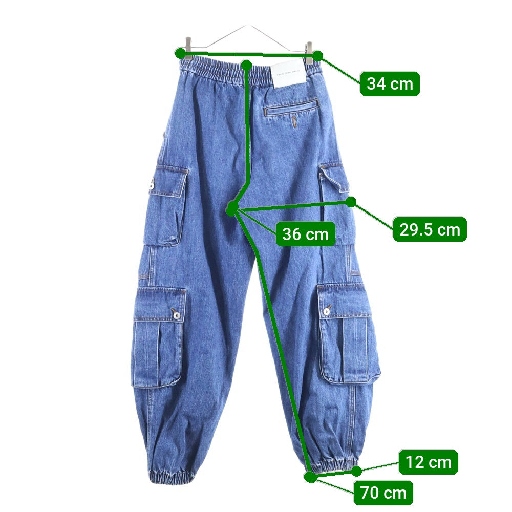 Feng Chen Wang(フェン チェン ワン) WASHED JEANS デニム カーゴパンツ インディゴ FF12TRO513