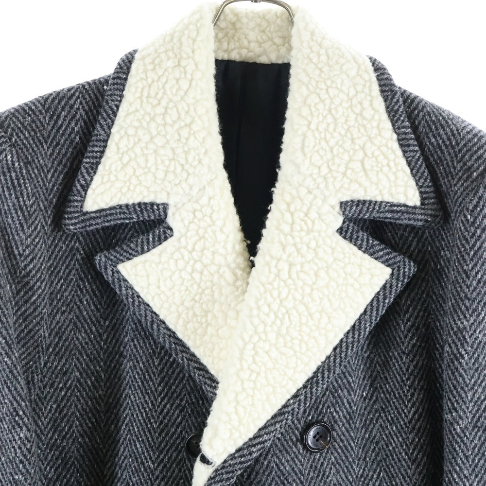 JOHN LAWRENCE SULLIVAN(ジョンローレンスサリバン) ウール ヘリンボーンチェスター ロングコート グレー 1B003-0218-12