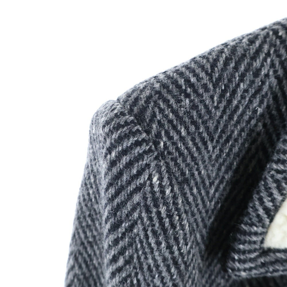 JOHN LAWRENCE SULLIVAN(ジョンローレンスサリバン) ウール ヘリンボーンチェスター ロングコート グレー 1B003-0218-12