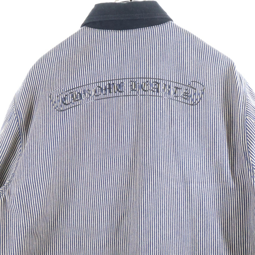 CHROME HEARTS(クロムハーツ) SOAP ON A ROPE ソープオンアロープ レザー切替 CHロゴプリント ストライプ ジャケット ベージュ/インディゴ/ブラック