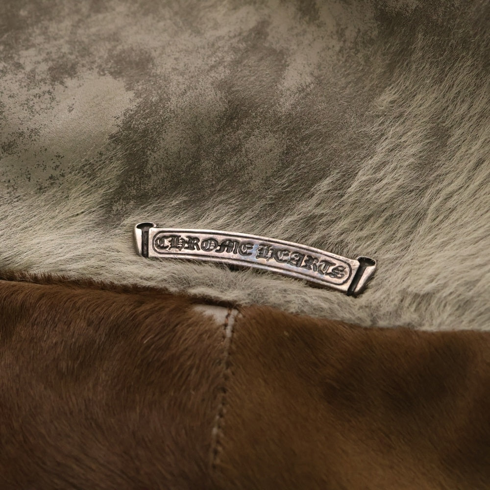 CHROME HEARTS(クロムハーツ) LEATHER TOTE ハラコ レザートートバッグ ホワイト/ブラウン