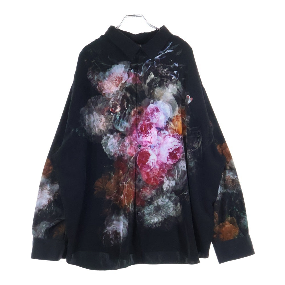 LAD MUSICIAN(ラッドミュージシャン) FLOWER BACK-FRONT フラワープリント 総柄 長袖シャツ ポリエステル ブラック 2120-113